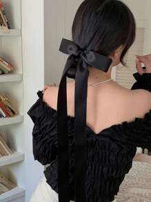 Bow Decor Alligator Hair Clip - Black - View 3