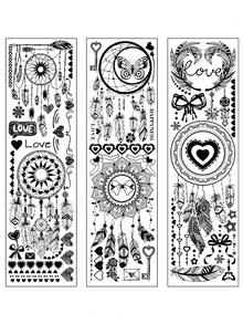 3 件裝熱銀寵物防水可重複使用捕夢網系列貼紙,非常適合 Diy 剪貼簿、信封和卡片裝飾 - 彩色 - 查看 3