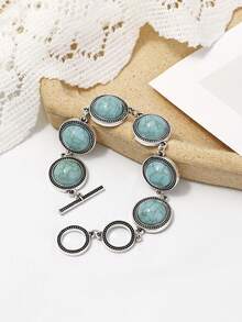 1pc Zinc Alloy & Resin Stone Effect Popular Bracelet - Blue - View 2