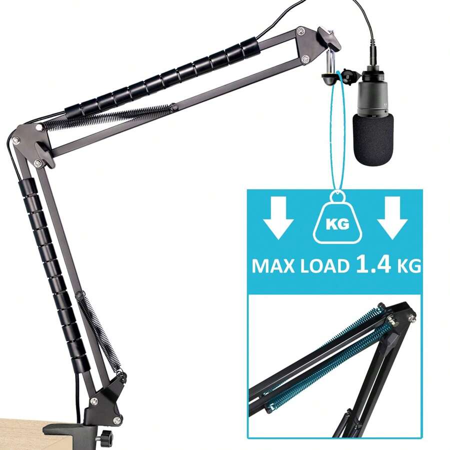 AT2020 Mic Boom Arm Stand With Pop Filter, Compatible With Audio