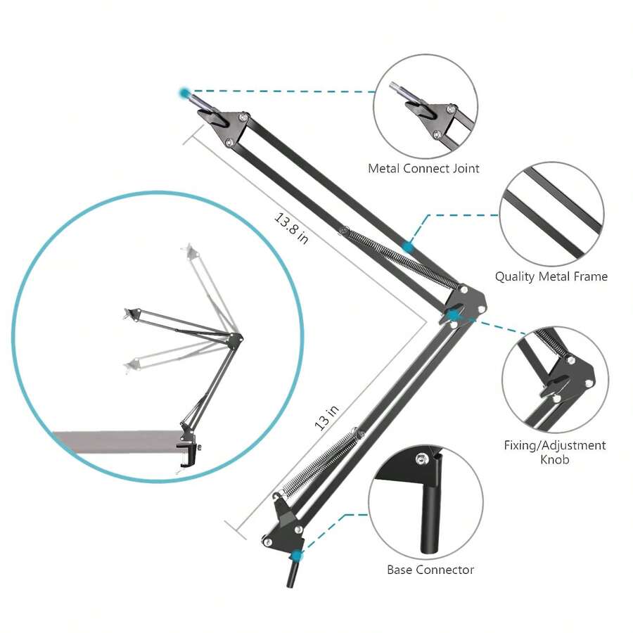AT2020 Mic Boom Arm Stand With Pop Filter, Compatible With Audio