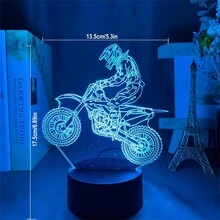 Motorcycle 3d Night Light, Touch Control Remote Controlled Black Base Creative 16 Colors Decorative Lamp, Perfect For Bedroom, Vacation Home, Decorative Mood Lighting, Best Gift For Christmas, Birthday, Festival - Black and White - View 6