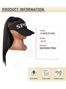 扣繩式直髮馬尾髮片適用於女性蓬鬆厚實的合成燒烤馬尾辮,女孩和女孩的扣繩式合成纖維燒烤馬尾辮 - 黑色 - 查看 3