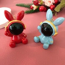 1pc/Pack Cartoon Resin Ombre Keychain Cute Bull Dog, Astronaut, Dragon Diy Keyring Car, Bag Pendant Accessory - Multicolor - View 2