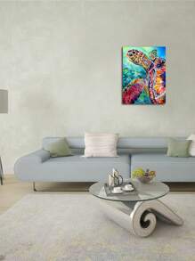 1幅卡通海豚、海洋和海龜藝術油畫海報帆布印刷品,適用於臥室、客廳、書房、辦公室、樓梯間、走廊牆壁裝飾 - 彩色 - 查看 3