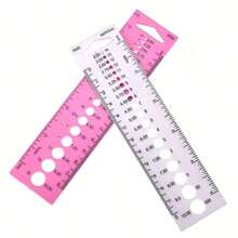1pc Crochet Knitting Special Ruler Knitting Tool Sweater Needle Ruler Gauge Crochet Hooks Measuring Tool Knitting Gauge ABS Plastic Rulers,Knitting Gauge Plastic Knitting Needle Gauge Circle Geometric Template Ruler Student Measure Tool For Sewing Crochet Hooks Measuring Tool Knitting Ruler Knitting Tool - Pink - View 4