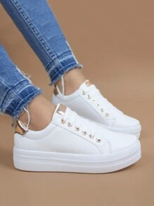 Tenis Blanco Plataforma Casual para Mujer - Blanco - Ver 1