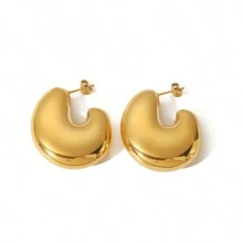 1 對新款女用大氣泡不銹鋼鏤空耳環 - 銀色 - 查看 6