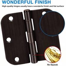 Door Hinge 3 1/2" 12 Pack Rounded Door Hinges Oil Rubbed Bronze 3.5"X 3.5 Inch Hinges For Doors Interior 5/8" Radius Corners Residential Heavy Duty Steel,Reversible Removable Pin Hinge Factory Shop - 油擦青銅 - 查看 2