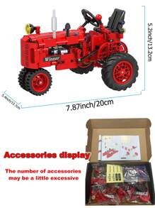 1入組302塊經典拖拉機模型積木工程車教育玩具 - 紅色 - 查看 10