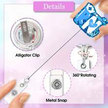 可伸縮捲軸亞克力護士醫生徽章夾,帶閃光和金洋蔥,旋轉鱷魚夾 - 藍色 - 查看 3