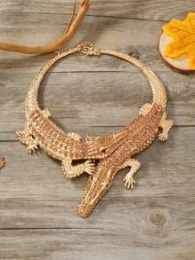 Collar Fresco Con Forma De Cocodrilo Todo-diamante-encrusted De Estilo Punk Exagerado De Moda Para Mujeres, Fiestas Casuales, Joyería Corta De Cadena De Clavícula - Estrella - Ver 7