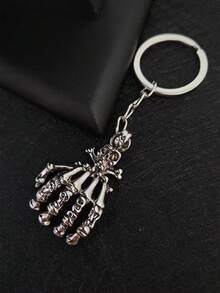 時尚骷髏手&頭骨設計鑰匙扣鑰匙鏈 - 黑與白 - 查看 3