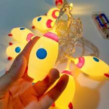 1套火箭形led電池盒燈串,2種照明模式,適用於購物中心、商店櫥窗或房間裝飾、求婚道具、照片背景、生日派對等 - 黃色 - 查看 7