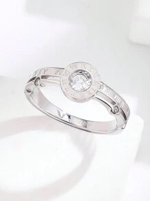 1 Stück Edelstahl-Ring mit gekreuzten römischen Ziffern und Zirkonia, modischer europäischer und amerikanischer Stil mit schlichtem Design, hochwertig mit Nische und Ins-Stil, süß und zart personalisierter kreativer Ringfür den Zeigefinger für den täglichen Gebrauch von Frauen - Diamantring mit römischen Ziffern - Übersicht 2