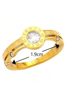 1 Stück Edelstahl-Ring mit gekreuzten römischen Ziffern und Zirkonia, modischer europäischer und amerikanischer Stil mit schlichtem Design, hochwertig mit Nische und Ins-Stil, süß und zart personalisierter kreativer Ringfür den Zeigefinger für den täglichen Gebrauch von Frauen - Diamantring mit römischen Ziffern - Übersicht 7