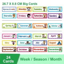 24張卡片月刊標題設置12個月份一周的頭部標題月刊季節性週標題英語單詞學習海報卡片家庭學校用品，學生用品，文具，學校用品 - 米色 - 查看 2