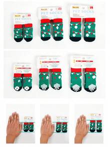 1隻聖誕主題寵物襪子,溫暖、舒適、可愛且防滑 - 彩色 - 查看 2