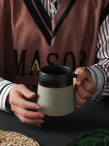 1入組430ml復古簡約粗陶茶杯 - 灰色 - 查看 1