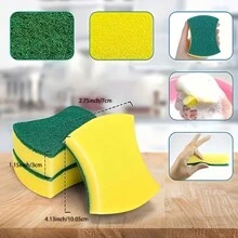 20入組清潔海綿,雙面清潔墊,洗碗海綿,高級廚房海綿,耐用不刮花擦拭海綿,超級吸收力,清潔用品,清潔工具,開學準備好了 - 黃色 - 查看 3