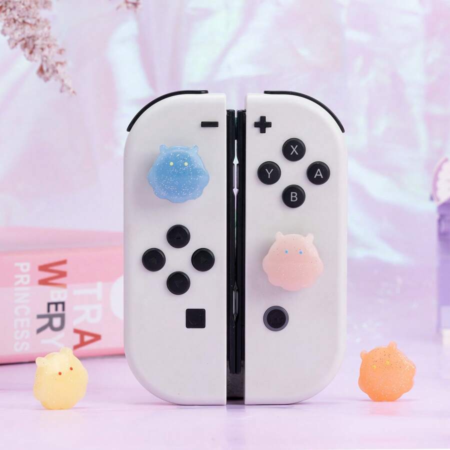 4 件 3D 可爱硅胶适用于海蛞蝓主题 Joycon 拇指握把帽、操纵杆盖兼容 Switch / OLED / Switch Lite 万圣节和圣诞节礼物 - 彩色 - 查看 1