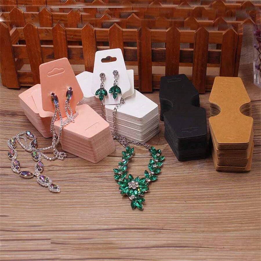100pcs Paper Pink/White/Black/Kraft Color 12x4.5cm Packaging Bags For Necklaces, Earrings, And Small Jewelry - 100pc - View 1