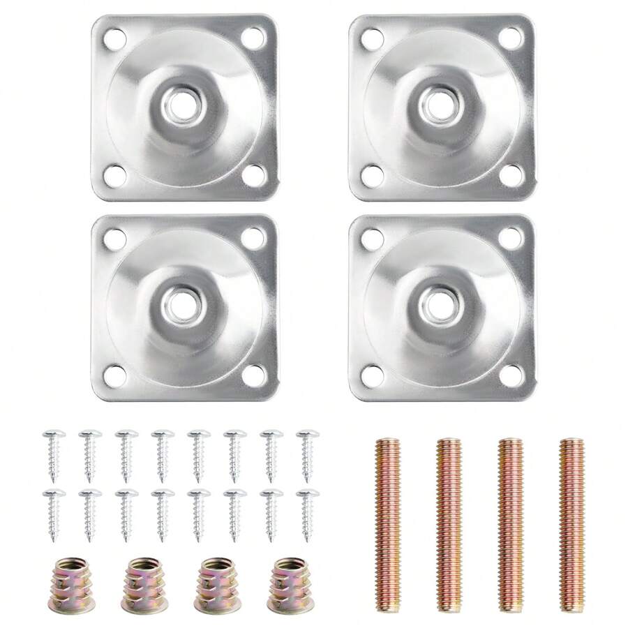 Set Of 4 Furniture Leg Mounting Plates, M8 Furniture Leg Mounting