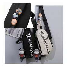 Mochila Hombre Dama Pecho Bolso Cruzada Bandolera Morral Tela Oxford Impermeable Escolares Multifunción Casual Moda Deportes Pareja Bolsa Para Móvil - Negro - Ver 4