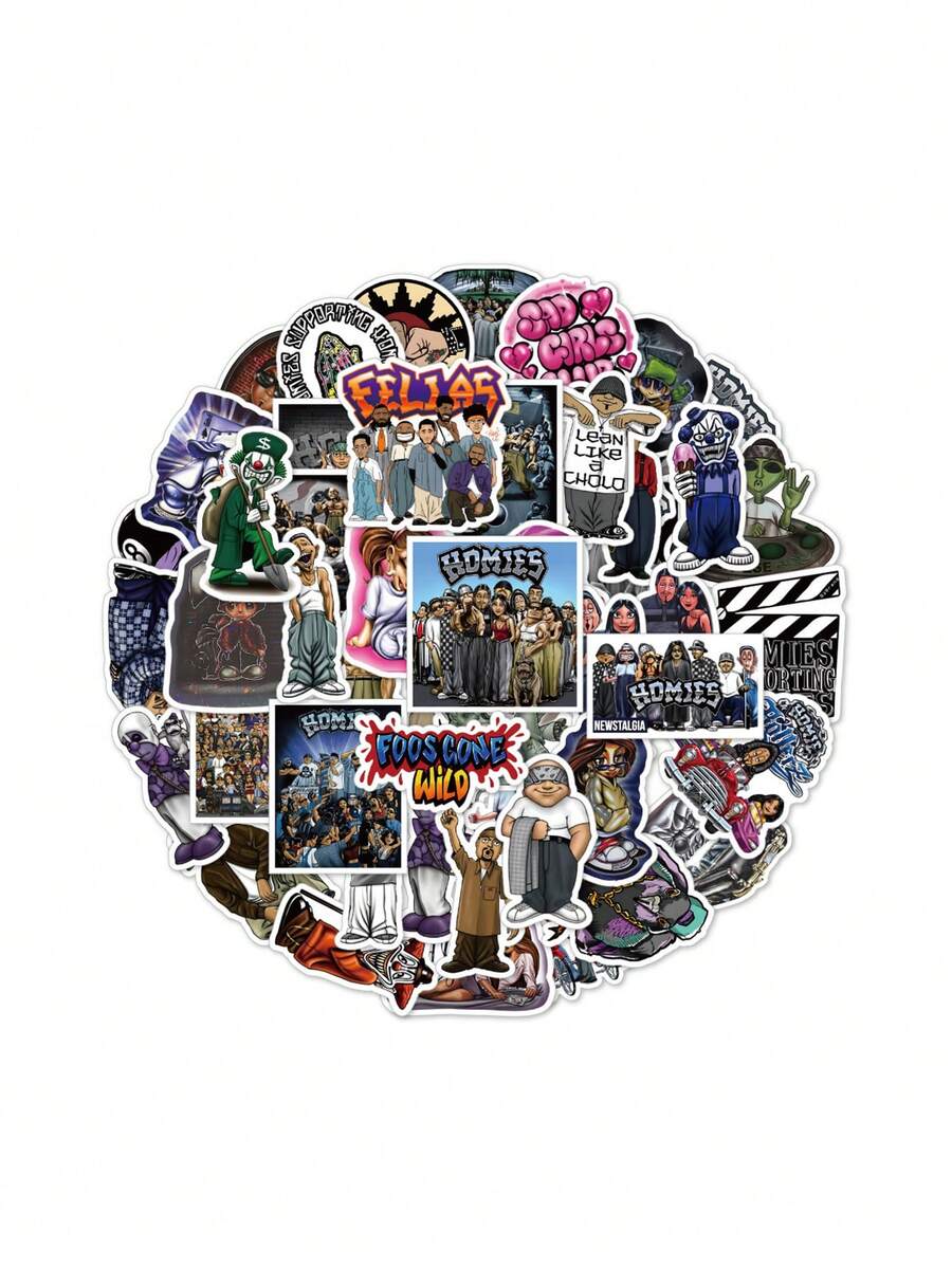 50PCS Rap Greeting Homies Fun Brother Friend Cartoon Sticker DIY Phone Laptop Luggage Skateboard Graffiti Decals Fun - Multicolor - View 1