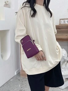 In bóng bay Điện thoại di động Cái túi Với Ngẫu nhiên Vị trí Túi đeo chéo Đối với phụ nữ 2023 Mới Hàn Quốc Phong cách Mini Giải trí Ví Điện thoại Với Cord Đối với Theo chiều dọc Đồng xu Túi đựng - Màu tím - Xem 3