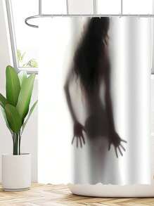 1pc Polyester Bathroom Shower Curtains With Girl'S Silhouette And Water-Resistant And Anti-Mildew Functions - Multicolor - View 1