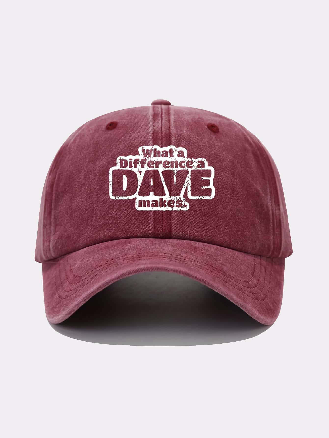 1 gorra de béisbol suave al sol con protección UV, estilo callejero de mezclilla vintage lavada con patrón Dave, para uso exterior - Burdeos - Ver 1