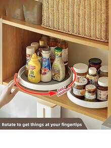 1pc Rotating Kitchen Seasoning Rack, Living Room Storage Box, Fruit Plate, Double-Layer Countertop Organizer For Home - Baby Blue - View 3