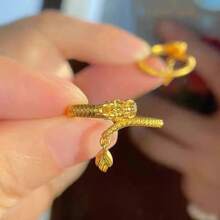 女性專屬龍搖尾戒指,情侶設計非凡,時尚高端的龍年2024設計戒指 - 銀色 - 查看 5