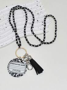 1入組女士螺旋狀亞克力珠飾心形鑰匙扣，適用於筆記本、筆或送給老師的禮物 - 彩色 - 查看 9