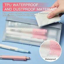 1個透明鉛筆盒收納袋文具袋,女孩韓式簡約文具袋文具盒收納袋 - 藍色 - 查看 3