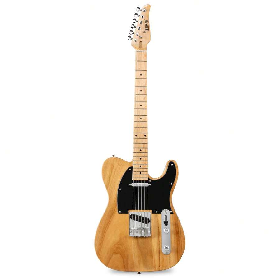 LyxPro 39" Telecaster Solid Body Guitar Electric Guitar TL Series, Full-Size Paulownia Wood Body, 3-Ply Pickguard, C-Shape Neck, Ashtray Bridge, Quality Gear Tuners, 3-Way Switch & Volume/Tone Controls, 2 Picks Included - 自然的 - 查看 1