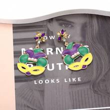 Unique Mask & Faux Pearl Dangle Earrings & St. Patrick's Day Hat Shaped Earrings - Oil Dripping Earrings - View 3