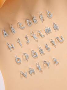 1pc Alphabet Pendant 925 Sterling Silver Small Rhinestone Fittings, DIY Women's Accessories Pendant, Mix and Match as You Want, Create a Unique Style High-end Jewelry Gift