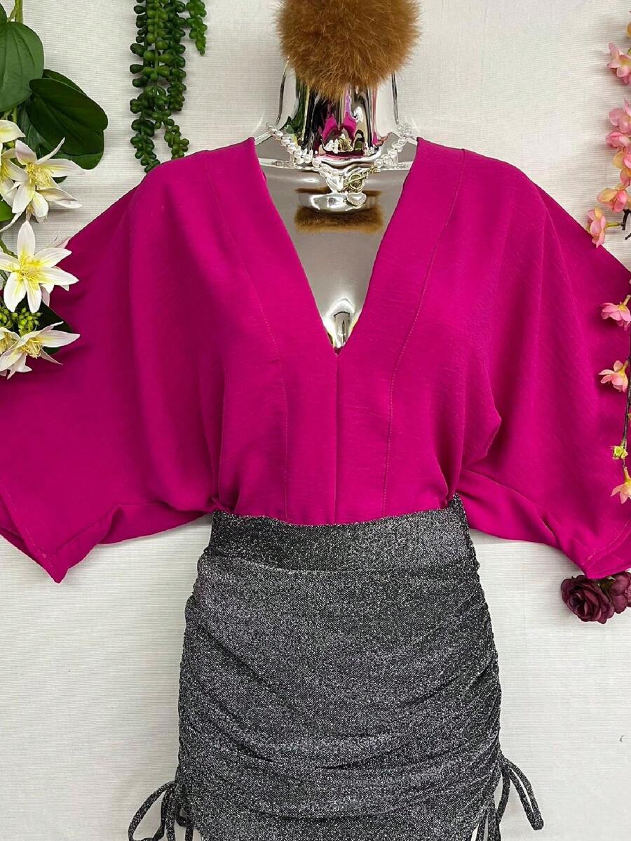 Women Tops - 玫紅色 - 查看 1