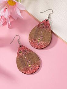 情人節浪漫粉色信封、心形氣球、牛頭、水滴形女士木製耳環,印花手繪圖案 - 彩色的 - 查看 15