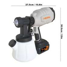 Horn電動噴槍無線手持噴漆機,1200ml自動傢俱鋼鍍漆,適用於makita 18-21v電池4.0ah,美國標準插頭 - 黑色 - 查看 3