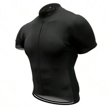 KAFITT 1件男女通用專業騎行運動上衣,透氣快干,適合春秋季節,薄款黑色純色健身服裝男士 - 黑色 - 查看 2