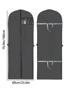 1/2 chiếc Túi đựng quần áo gấp gọn màu đen 71"*23" cho tủ quần áo, Túi đựng quần áo treo bằng vải PEVA chống bụi có cửa sổ trong suốt, Túi đựng đồ tiết kiệm không gian có thể giặt được cho bộ vest, áo khoác, váy cưới, túi đựng quần áo chống bụi., Túi, Túi sắp xếp, Túi đựng đồ - màu đen - Xem 5