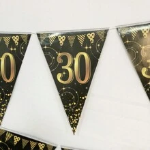 12pcs/Bag Black & Gold Themed 30th Birthday Party Bunting,Christmas