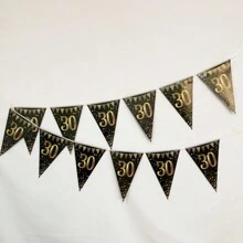 12pcs/Bag Black & Gold Themed 30th Birthday Party Bunting,Christmas