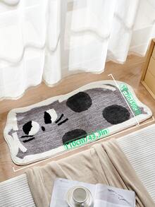 1pc Cartoon Foot Pad Decorative Carpet, Polyester Fiber Bedside Anti-Slip Mat For Bathroom Sink And Toilet - Grey - View 2