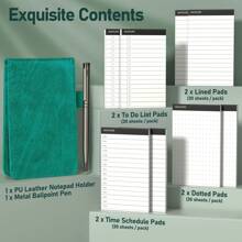 10 Pcs Mini Pocket Notepad Holder Set,Metal Pen, And 8 Pcs 3 X 5 Inch Memo Book Refills- Perfect For Business, Conference, Meeting, Office, Daily Records, And Notes - 綠色 - 查看 5