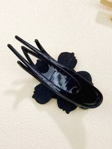 1 件女式藍色水鑽雙層花朵馬尾辮三齒夾髮夾時尚通勤派對禮物 - 藍色 - 查看 4