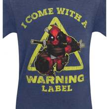 Deadpool Warning Label Men's T-Shirt - Màu xanh lam - Xem 2